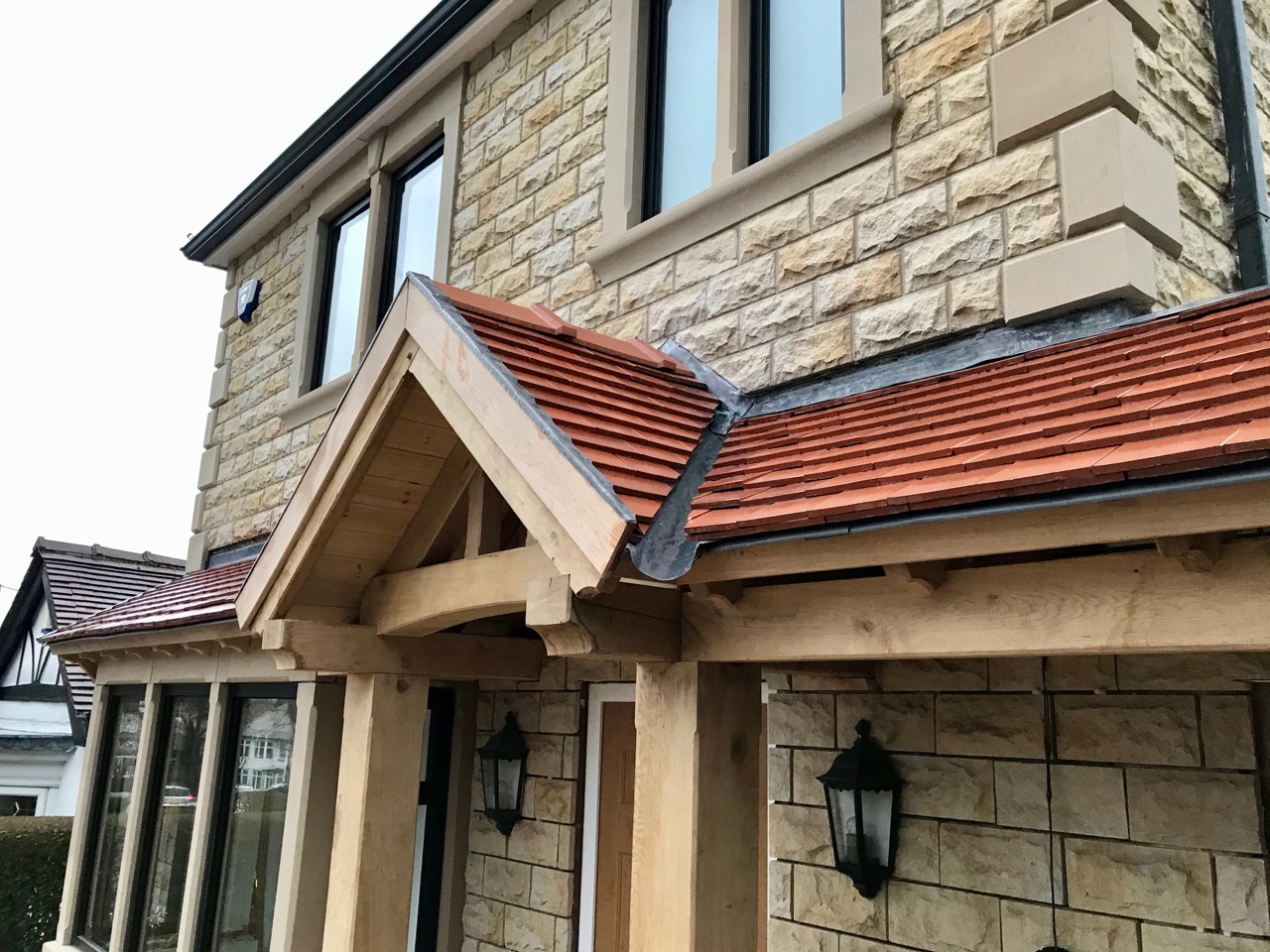 Oak Porch, with Rosemary tiles and lead valleys