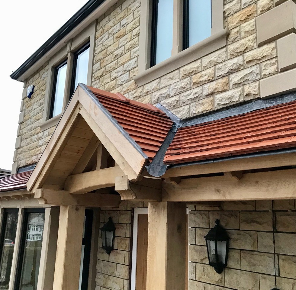 Oak Porch, with Rosemary tiles and lead valleys